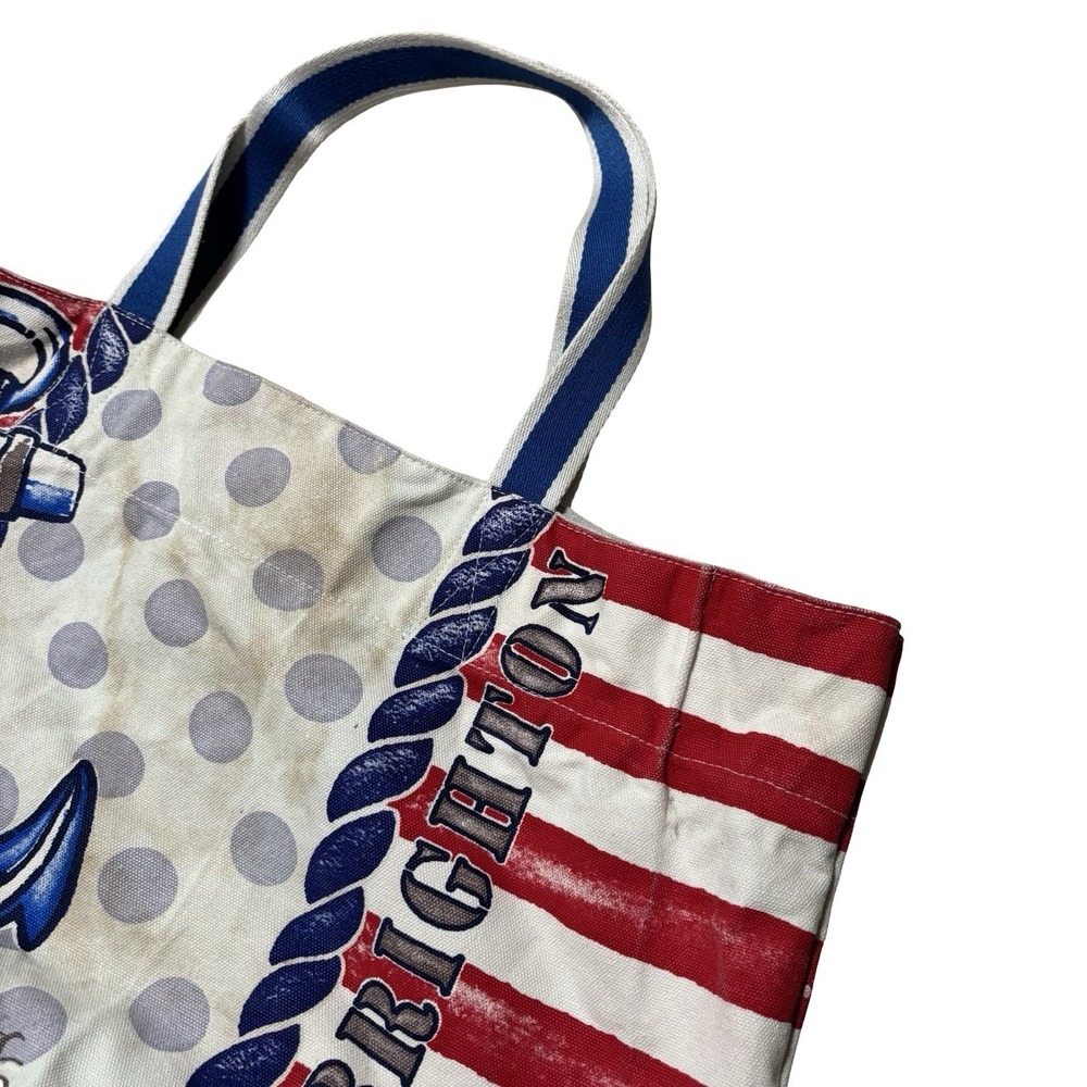 Brighton Nautical USA Patriotic Canvas Shopper Tote Beach Bag Approx 21x12x7.5 - Picture 6 of 8
